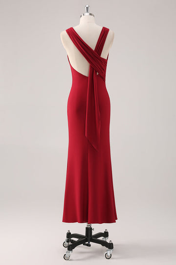 Bourgogne Havfrue Satin Formel Kjole